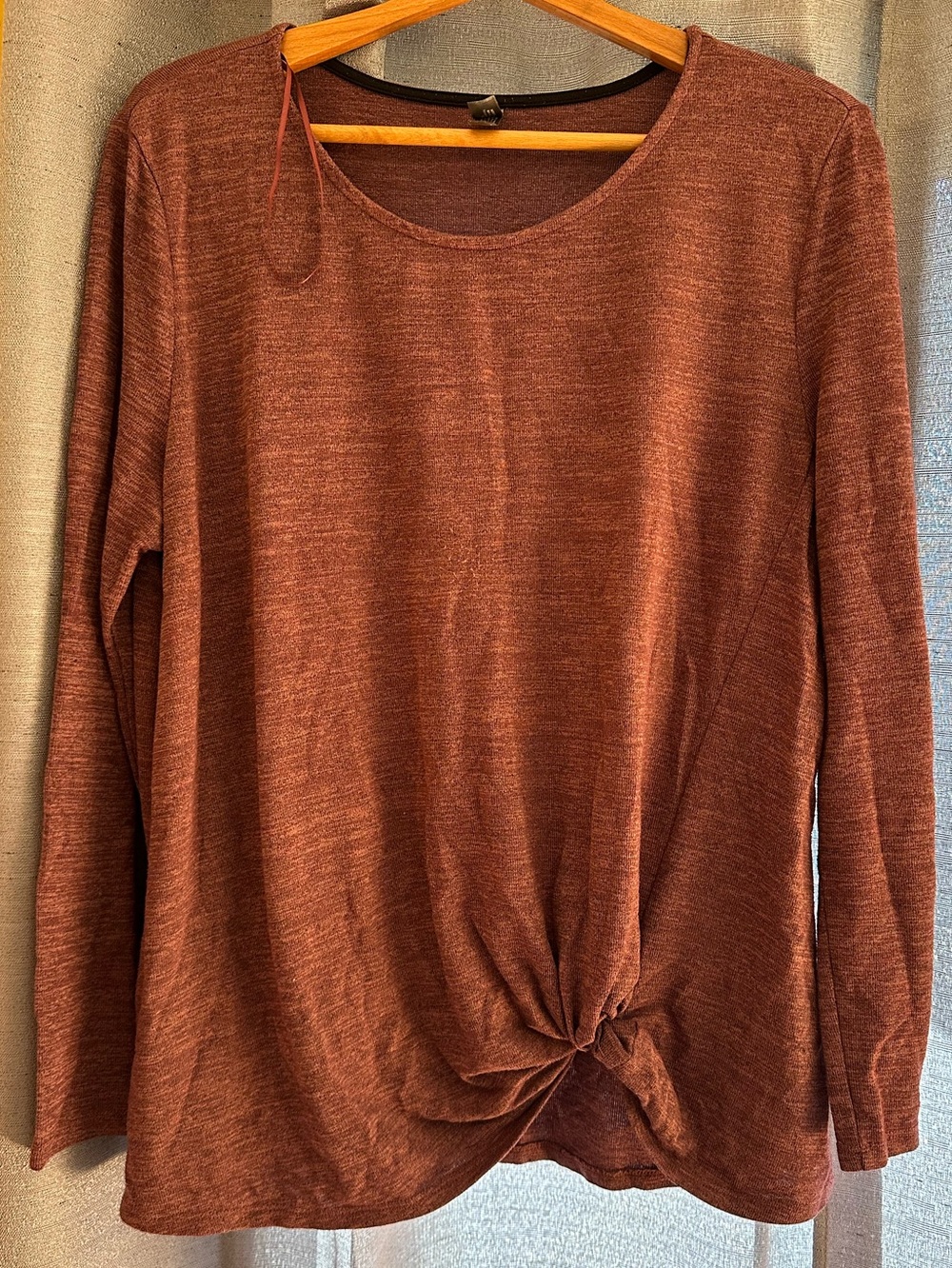Denver Hayes Rust Twist-Front Long Sleeve Top